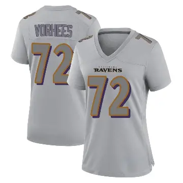 ＃72 Women's Andrew Vorhees Gray Game Baltimore Ravens Atmosphere Fashion Jersey