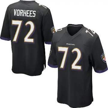 ＃72 Youth Andrew Vorhees Black Game Baltimore Ravens Jersey