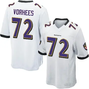 ＃72 Youth Andrew Vorhees White Game Baltimore Ravens Jersey