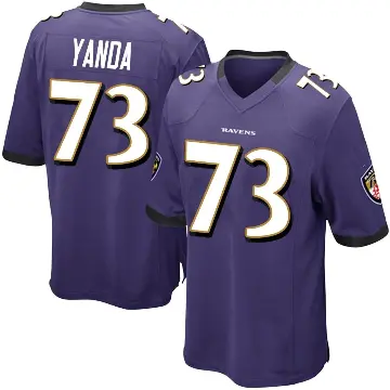 ＃73 Men's Marshal Yanda Purple Game Baltimore Ravens Team Color Jersey