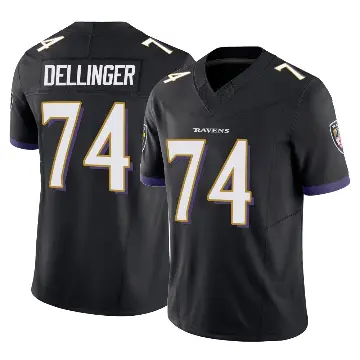 ＃74 Men's Garrett Dellinger Black Limited Baltimore Ravens Vapor F.U.S.E. Jersey