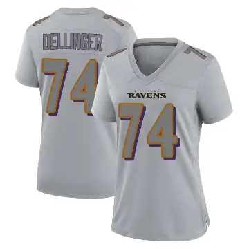 ＃74 Women's Garrett Dellinger Gray Game Baltimore Ravens Atmosphere Fashion Jersey