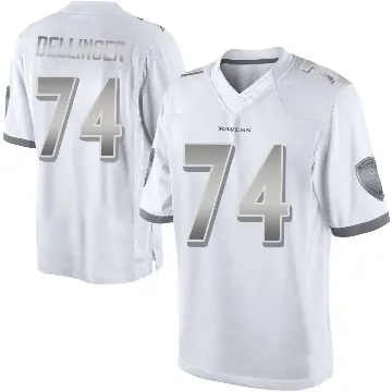 ＃74 Youth Garrett Dellinger White Limited Baltimore Ravens Platinum Jersey