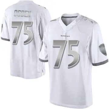 ＃75 Men's Jonathan Ogden White Limited Baltimore Ravens Platinum Jersey