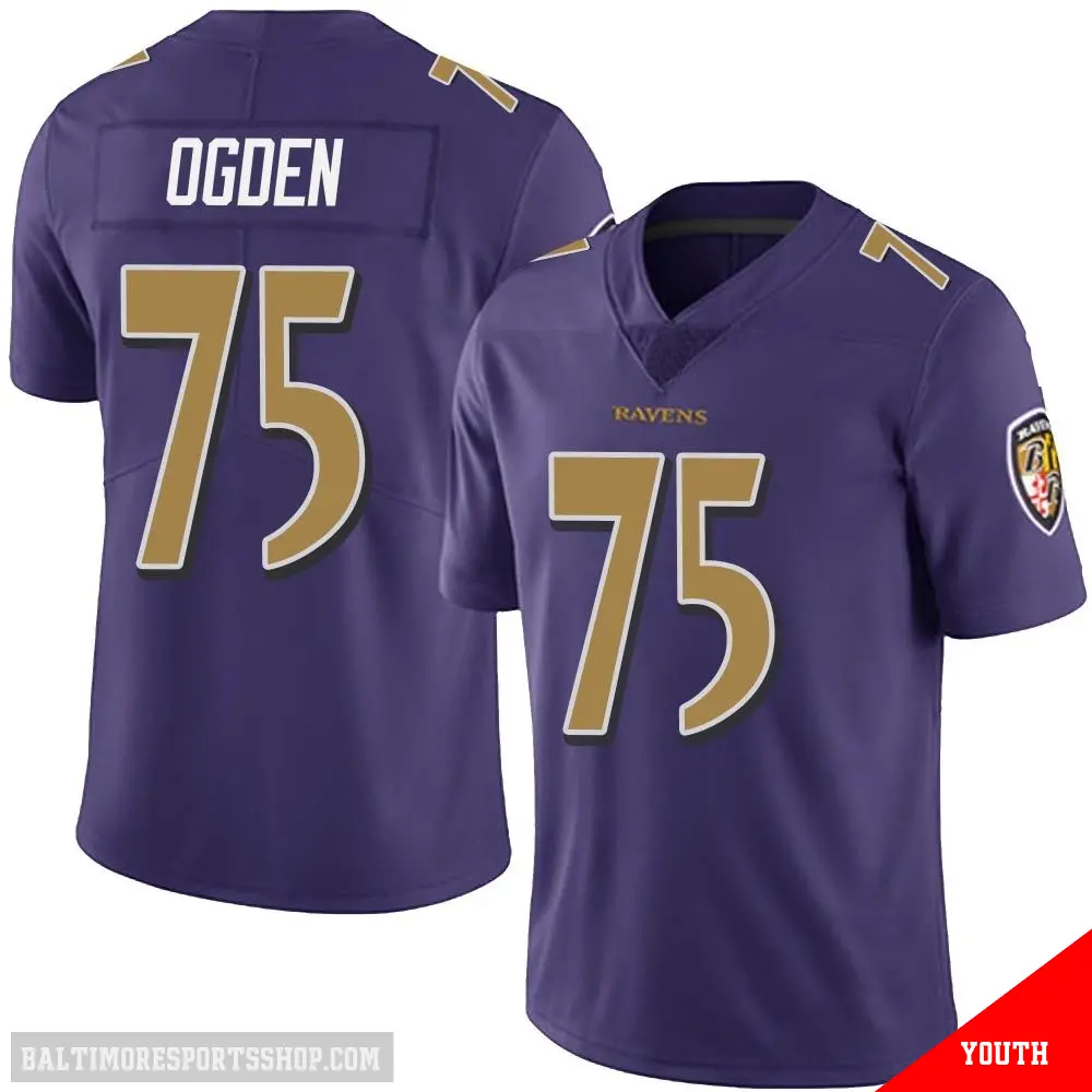 ＃75 Youth Jonathan Ogden Purple Limited Baltimore Ravens Team Color Vapor Untouchable Jersey