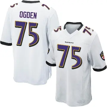 ＃75 Youth Jonathan Ogden White Game Baltimore Ravens Jersey