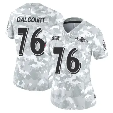 ＃76 Women's Darrian Dalcourt Arctic Camo Limited Baltimore Ravens 2024 Salute to Service Jersey