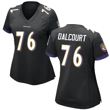 ＃76 Women's Darrian Dalcourt Black Game Baltimore Ravens Jersey