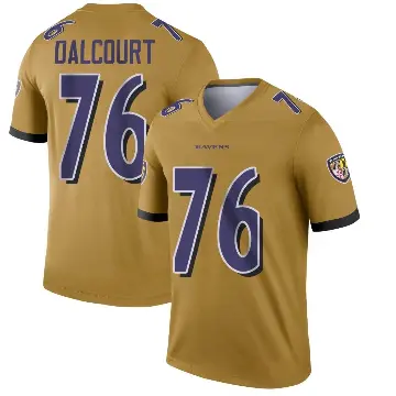 ＃76 Youth Darrian Dalcourt Gold Legend Baltimore Ravens Inverted Jersey