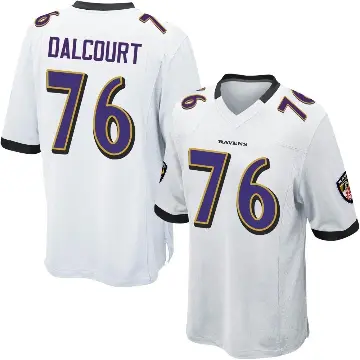 ＃76 Youth Darrian Dalcourt White Game Baltimore Ravens Jersey