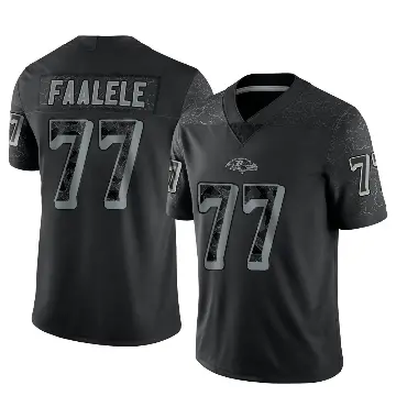 ＃77 Men's Daniel Faalele Black Limited Baltimore Ravens Reflective Jersey