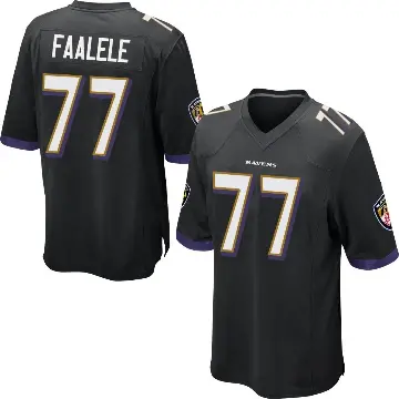 ＃77 Youth Daniel Faalele Black Game Baltimore Ravens Jersey