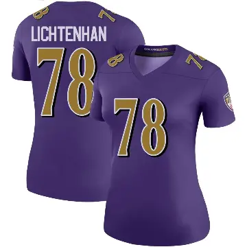 ＃78 Women's Gerad Lichtenhan Purple Legend Baltimore Ravens Color Rush Jersey