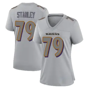 ＃79 Women's Ronnie Stanley Gray Game Baltimore Ravens Atmosphere Fashion Jersey