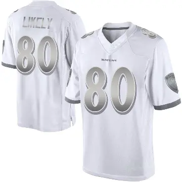 ＃80 Men's Isaiah Likely White Limited Baltimore Ravens Platinum Jersey