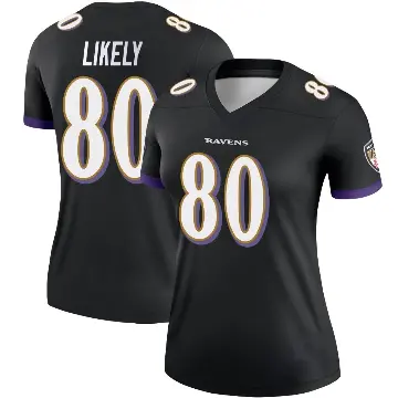 ＃80 Women's Isaiah Likely Black Legend Baltimore Ravens Jersey