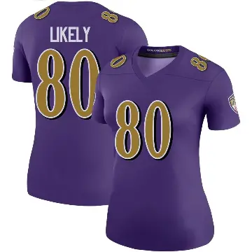 ＃80 Women's Isaiah Likely Purple Legend Baltimore Ravens Color Rush Jersey