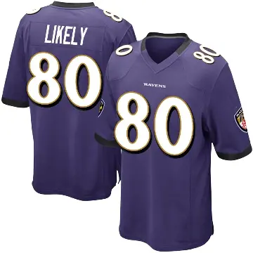 ＃80 Youth Isaiah Likely Purple Game Baltimore Ravens Team Color Jersey