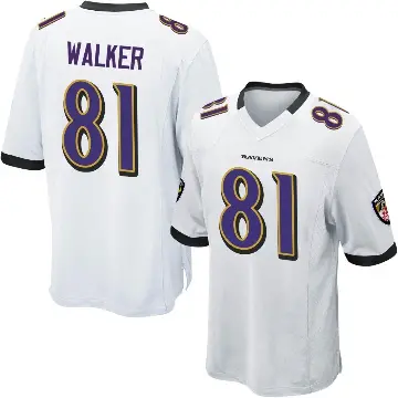 ＃81 Men's Devontez Walker White Game Baltimore Ravens Jersey