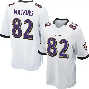 ＃82 Men's Sammy Watkins White Game Baltimore Ravens Jersey