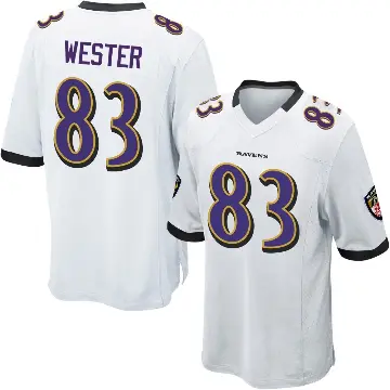 ＃83 Men's LaJohntay Wester White Game Baltimore Ravens Jersey