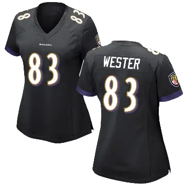 ＃83 Women's LaJohntay Wester Black Game Baltimore Ravens Jersey