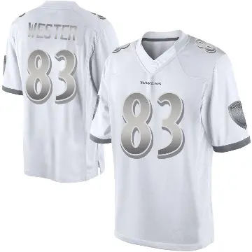 ＃83 Youth LaJohntay Wester White Limited Baltimore Ravens Platinum Jersey