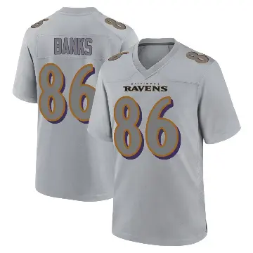 ＃86 Men's Jahmal Banks Gray Game Baltimore Ravens Atmosphere Fashion Jersey