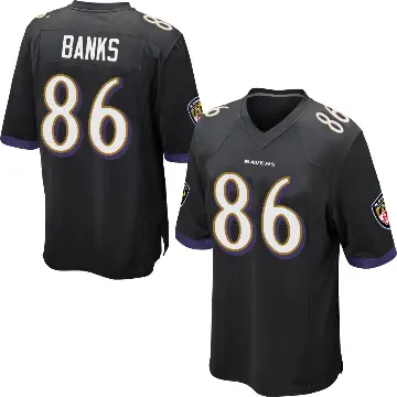 ＃86 Youth Jahmal Banks Black Game Baltimore Ravens Jersey