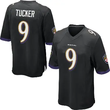 ＃9 Men's Justin Tucker Black Game Baltimore Ravens Jersey
