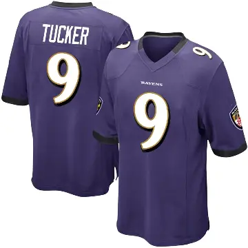 ＃9 Youth Justin Tucker Purple Game Baltimore Ravens Team Color Jersey