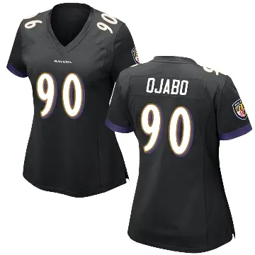 ＃90 Women's David Ojabo Black Game Baltimore Ravens Jersey