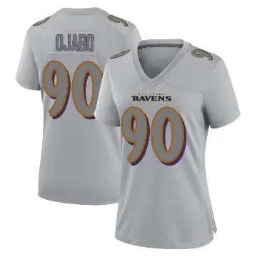 ＃90 Women's David Ojabo Gray Game Baltimore Ravens Atmosphere Fashion Jersey