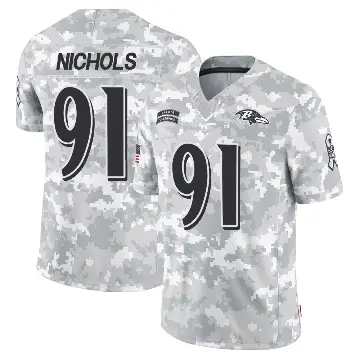 ＃91 Men's Rayshad Nichols Arctic Camo Limited Baltimore Ravens 2024 Salute to Service Jersey