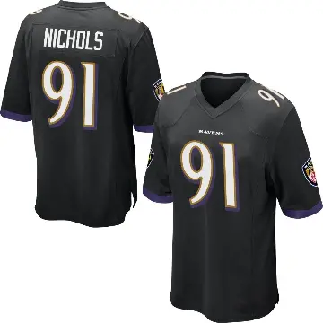 ＃91 Men's Rayshad Nichols Black Game Baltimore Ravens Jersey