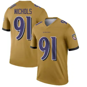 ＃91 Men's Rayshad Nichols Gold Legend Baltimore Ravens Inverted Jersey