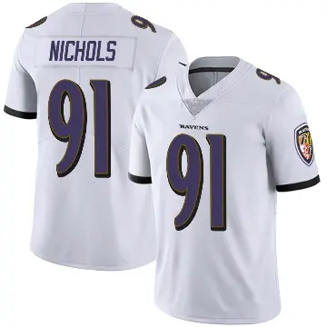 ＃91 Men's Rayshad Nichols White Limited Baltimore Ravens Vapor Untouchable Jersey