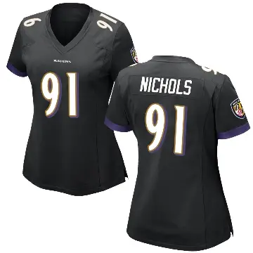＃91 Women's Rayshad Nichols Black Game Baltimore Ravens Jersey