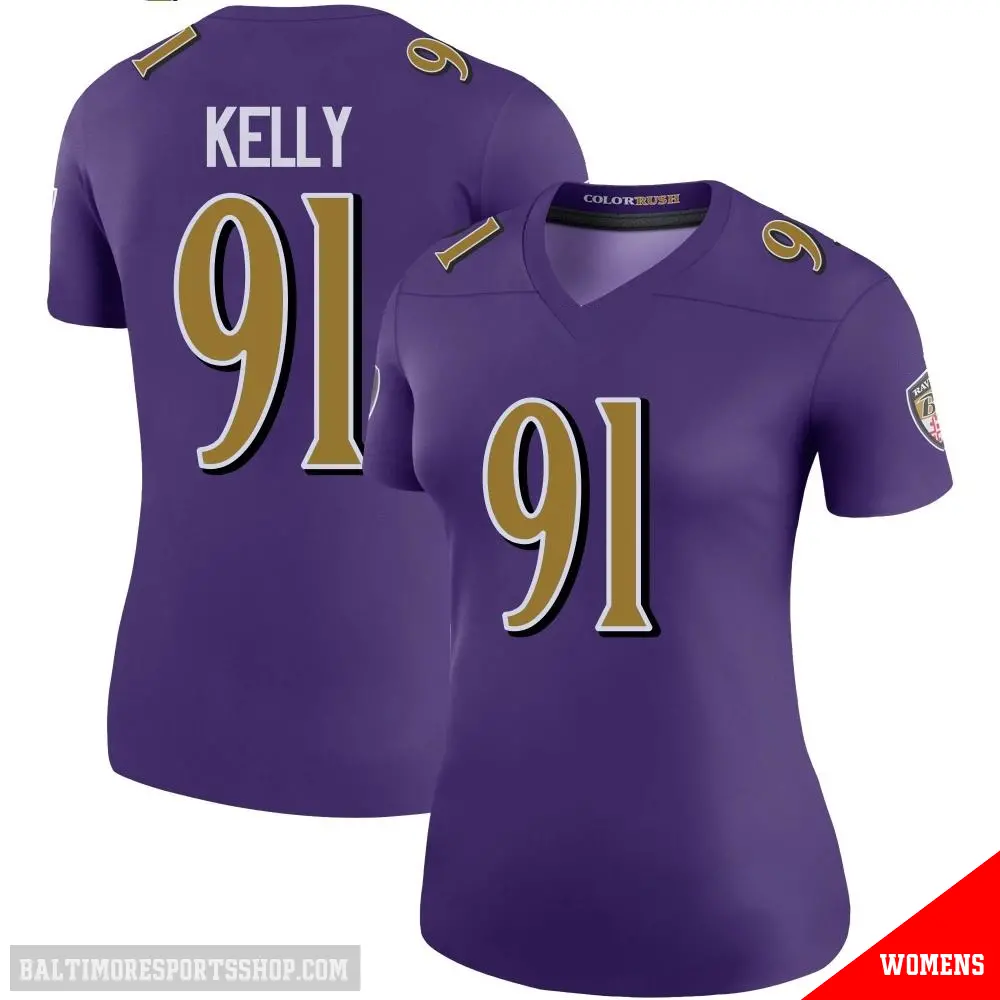 ＃91 Women's Xavier Kelly Purple Legend Baltimore Ravens Color Rush Jersey