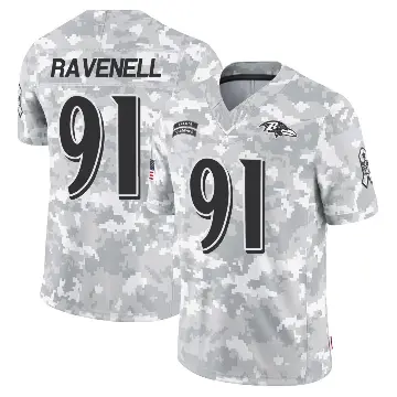 ＃91 Youth C.J. Ravenell Arctic Camo Limited Baltimore Ravens 2024 Salute to Service Jersey