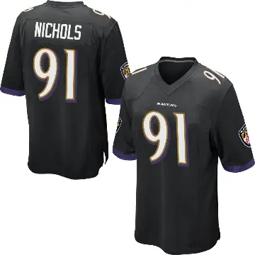 ＃91 Youth Rayshad Nichols Black Game Baltimore Ravens Jersey