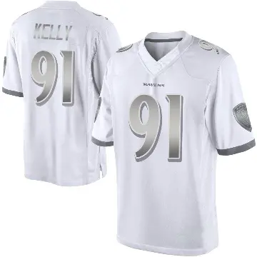 ＃91 Youth Xavier Kelly White Limited Baltimore Ravens Platinum Jersey
