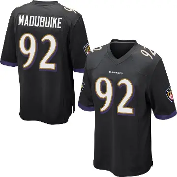 ＃92 Men's Nnamdi Madubuike Black Game Baltimore Ravens Jersey