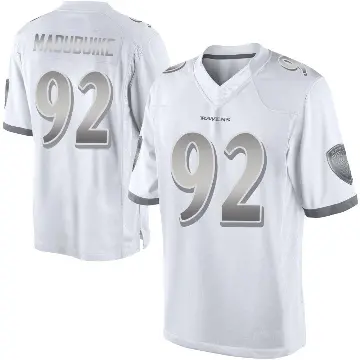 ＃92 Men's Nnamdi Madubuike White Limited Baltimore Ravens Platinum Jersey