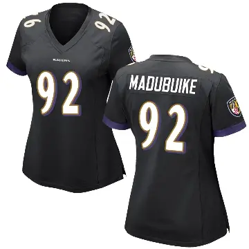 ＃92 Women's Nnamdi Madubuike Black Game Baltimore Ravens Jersey