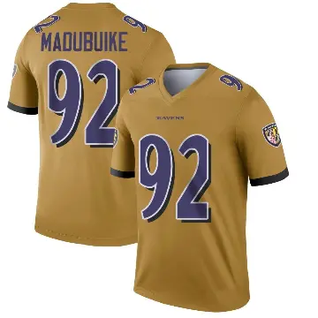 ＃92 Youth Nnamdi Madubuike Gold Legend Baltimore Ravens Inverted Jersey