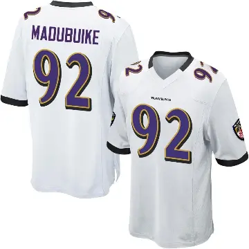 ＃92 Youth Nnamdi Madubuike White Game Baltimore Ravens Jersey