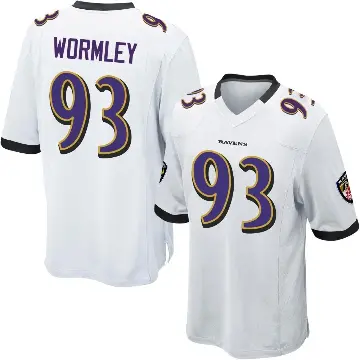 ＃93 Men's Chris Wormley White Game Baltimore Ravens Jersey