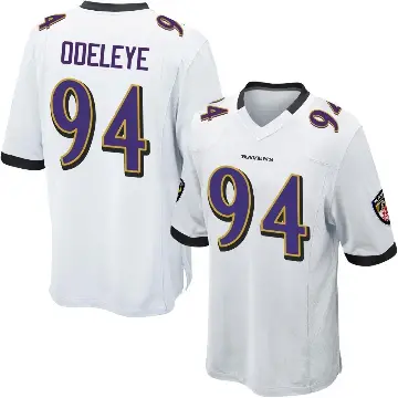 ＃94 Men's Adedayo Odeleye White Game Baltimore Ravens Jersey