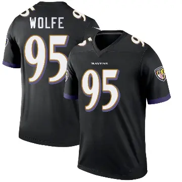 ＃95 Men's Derek Wolfe Black Legend Baltimore Ravens Jersey